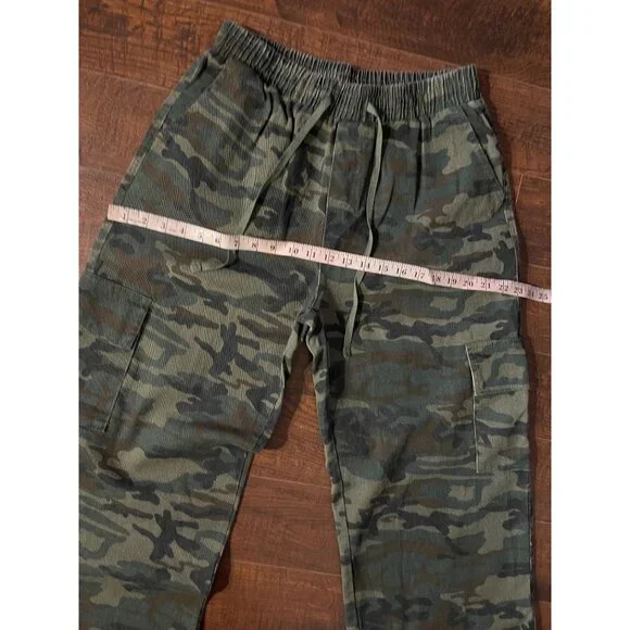 Mens Y2K Camouflage Cargo Pants Elastic Waist Drawstring100% Cotton Size Large - Picture 8 of 12